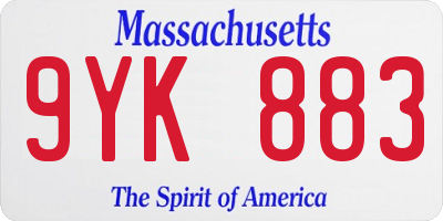 MA license plate 9YK883