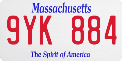 MA license plate 9YK884