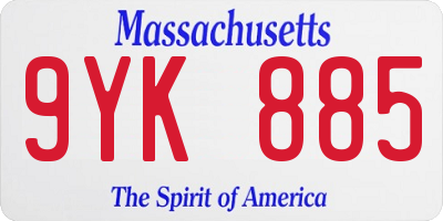 MA license plate 9YK885