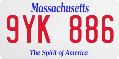 MA license plate 9YK886