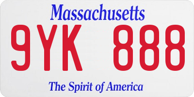 MA license plate 9YK888