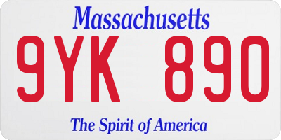 MA license plate 9YK890