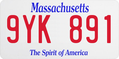 MA license plate 9YK891