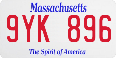 MA license plate 9YK896