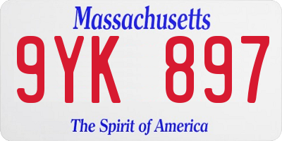 MA license plate 9YK897