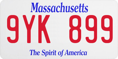 MA license plate 9YK899