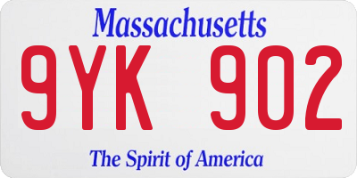 MA license plate 9YK902