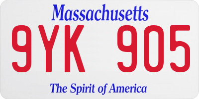 MA license plate 9YK905