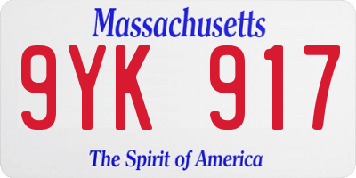 MA license plate 9YK917