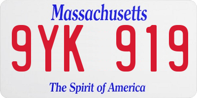 MA license plate 9YK919