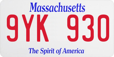 MA license plate 9YK930