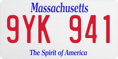 MA license plate 9YK941