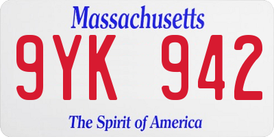 MA license plate 9YK942