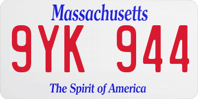 MA license plate 9YK944