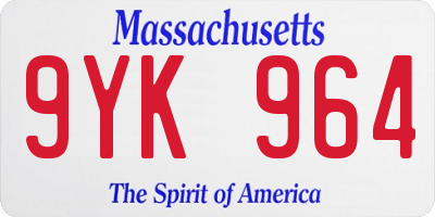 MA license plate 9YK964