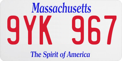 MA license plate 9YK967