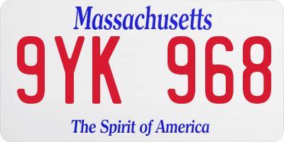 MA license plate 9YK968