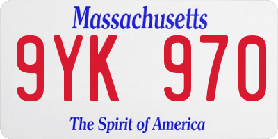 MA license plate 9YK970