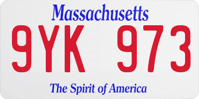 MA license plate 9YK973
