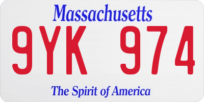 MA license plate 9YK974