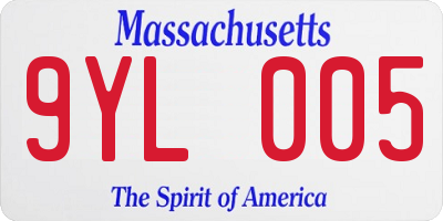 MA license plate 9YL005