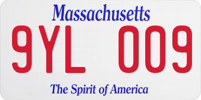 MA license plate 9YL009