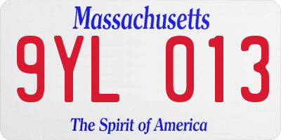 MA license plate 9YL013