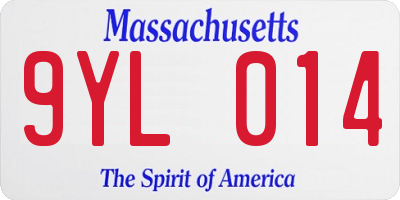 MA license plate 9YL014