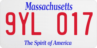MA license plate 9YL017
