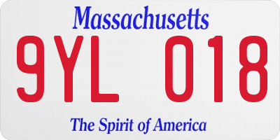 MA license plate 9YL018