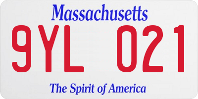 MA license plate 9YL021