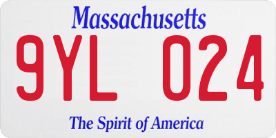 MA license plate 9YL024