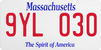 MA license plate 9YL030