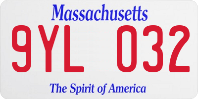 MA license plate 9YL032