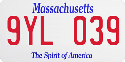 MA license plate 9YL039