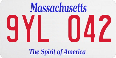 MA license plate 9YL042