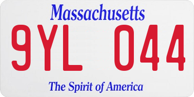 MA license plate 9YL044