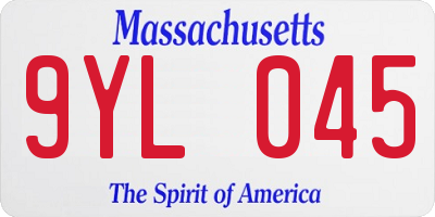 MA license plate 9YL045