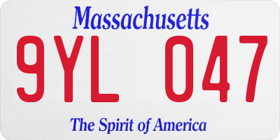 MA license plate 9YL047