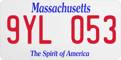 MA license plate 9YL053