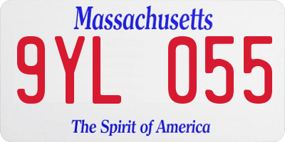 MA license plate 9YL055