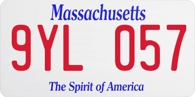 MA license plate 9YL057