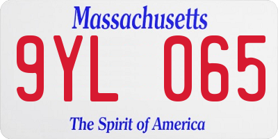 MA license plate 9YL065