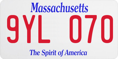 MA license plate 9YL070