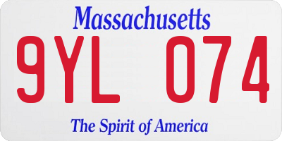 MA license plate 9YL074