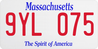 MA license plate 9YL075