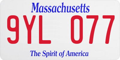 MA license plate 9YL077