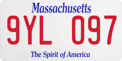MA license plate 9YL097