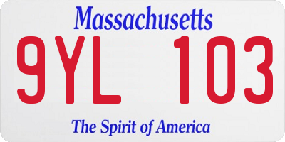 MA license plate 9YL103