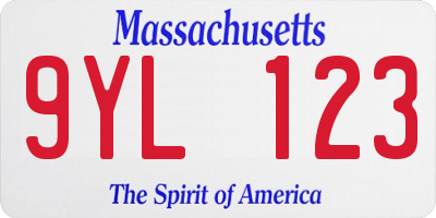 MA license plate 9YL123